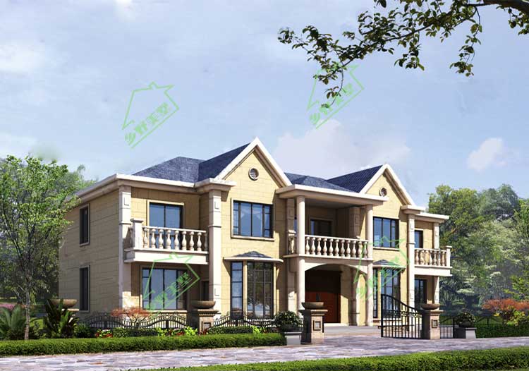 美式二层集装箱别墅效果图